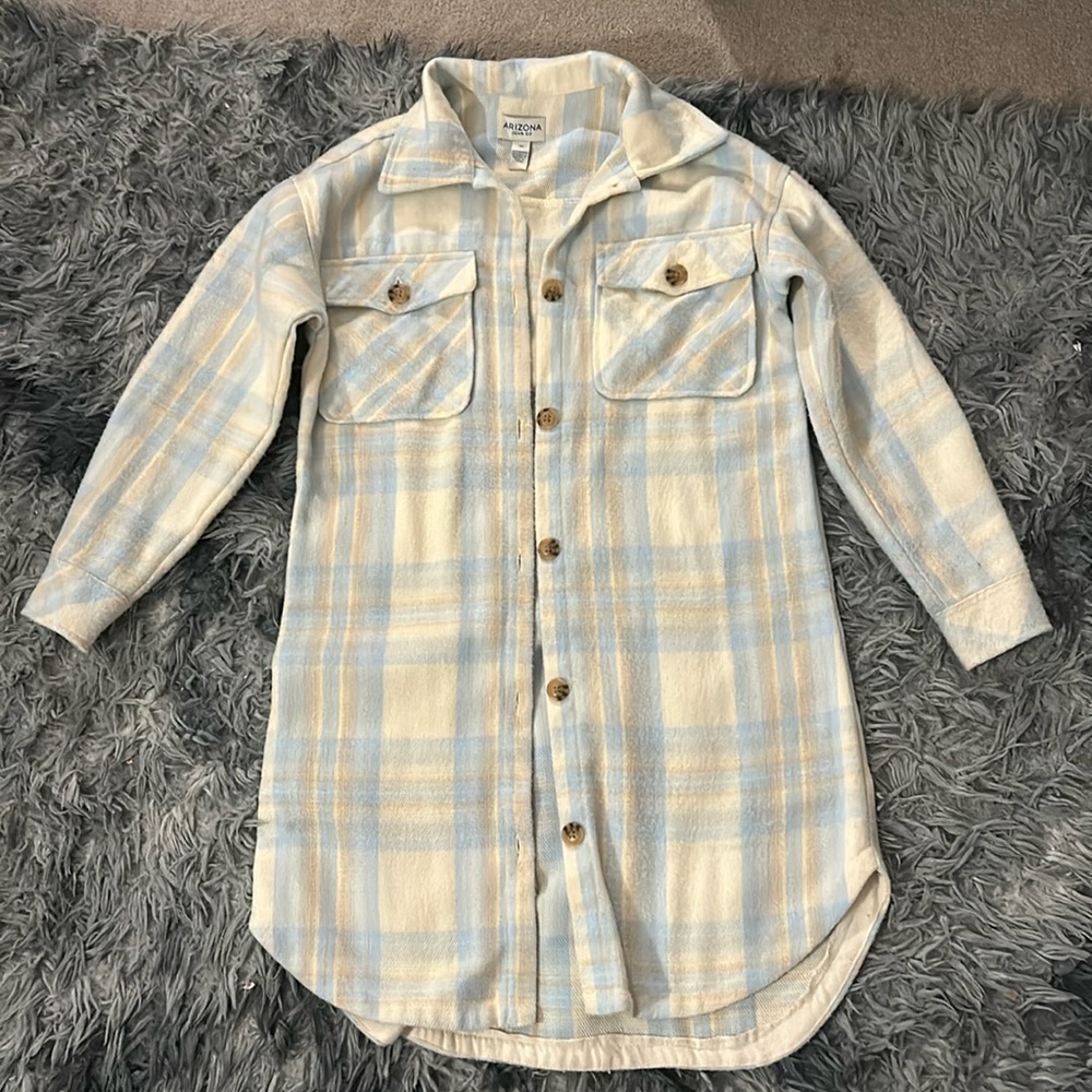 Arizona Jean Co cream and baby blue blazer